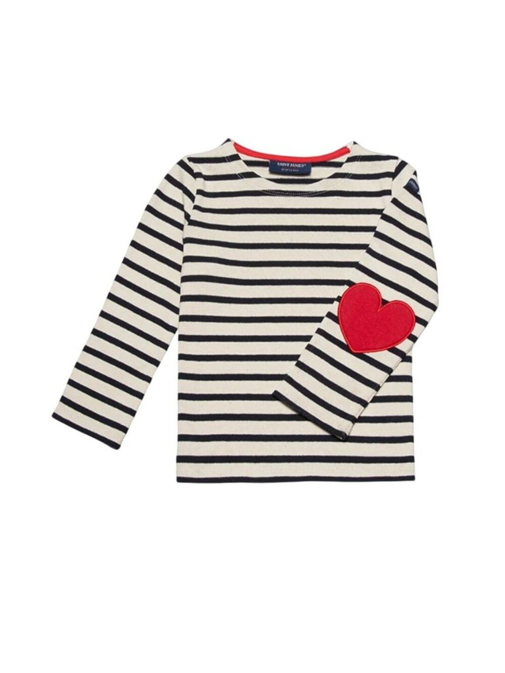 Saint James NWT Vaujany Kid Beton Shirt Striped Heart Patch Sleeve Size 12y - Picture 6 of 11